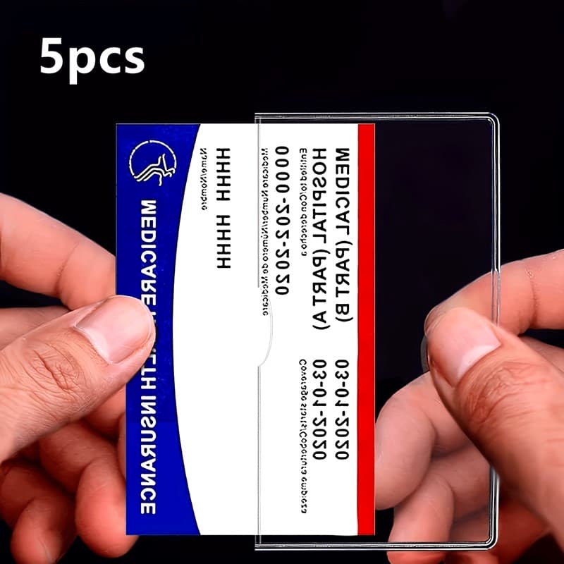 TEMU 5pcs Clear Pvc Card Protector Sleeves For Social , Insurance Card & Credit Card, High Quality & Durable