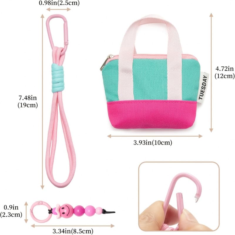 TEMU 3pcs Set Dopamine Handbag Earphone Organizer Pouch Protector Storage Bag Holder