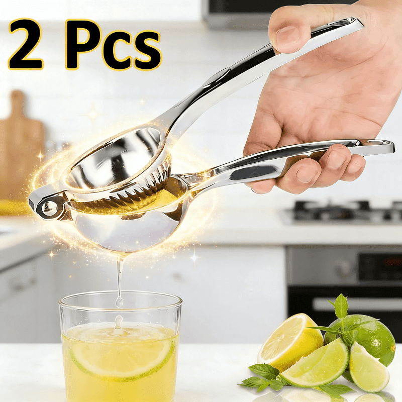 TEMU 2pcs Stainless Steel Lemon Squeezer, Manual Juicer, Compatible With Multiple Fruits, Easy Clean For Home Commercial Use, Fresh Juice Essential