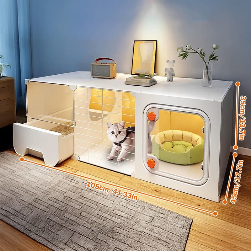 TEMU Cat House Small Animal Supplies Includes Bathroom And Bedroom With Windows Cat Bed And Litter Box Combo House Christmas And Halloween Gifts
