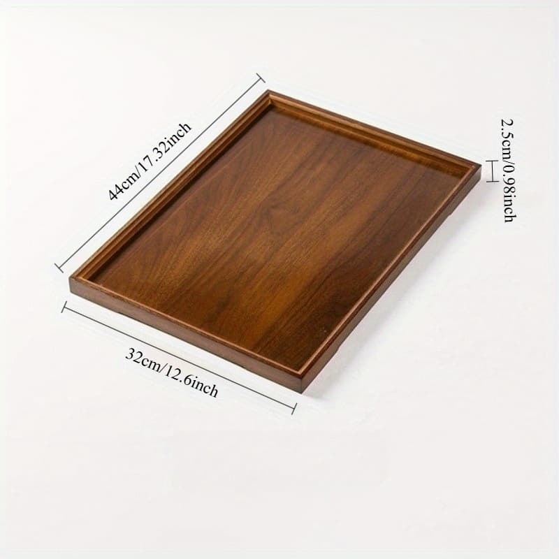 TEMU 1pc Vintage Bamboo Wood Tray, Dark Walnut Rectangular Serving Tray - Bamboo Composite Sturdy Water-resistant Tray For Home, Restaurant, Hotel & Display