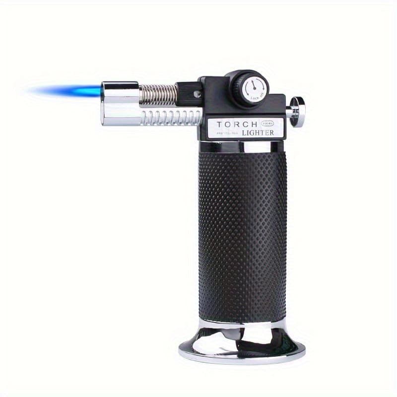 TEMU (no Butane Gas) , Straight Jet Flame Lighter, Metal Outdoor Windproof Lighter, High Lighter, Gas Lighter, Adjustable Flame Size, Suitable For Kitchen Fireworks Barbecue Baking, Without Battery
