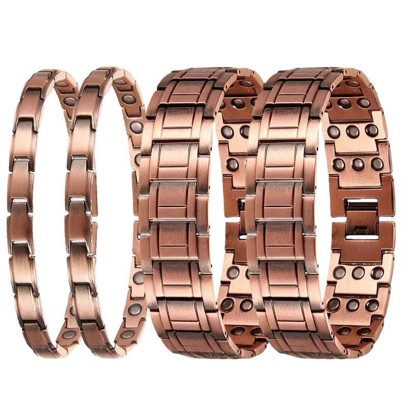 TEMU 4pcs Set - Unisex Magnetic Copper Bracelets, Adjustable Size - For Couples, Gifts For Father's Day/ & Events - Magnetic Jewelry Presents For