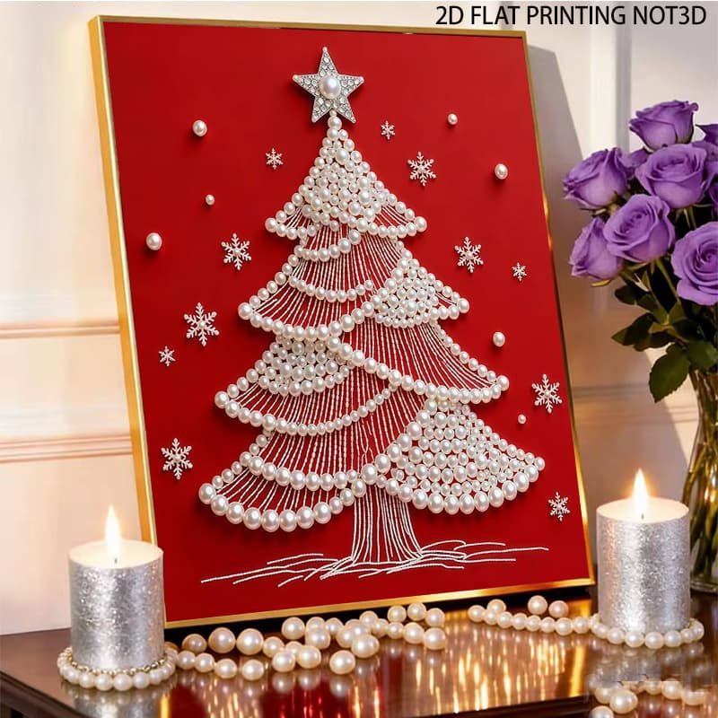 TEMU 2d Flat Print Diy Pearl Painting Kit - 1 Set, Unframed, 37x47cm/14.57x18.5in | Self-adhesive Pearls & Diamonds Inlaid Craft For Home & New House Decoration, 2d Flat
