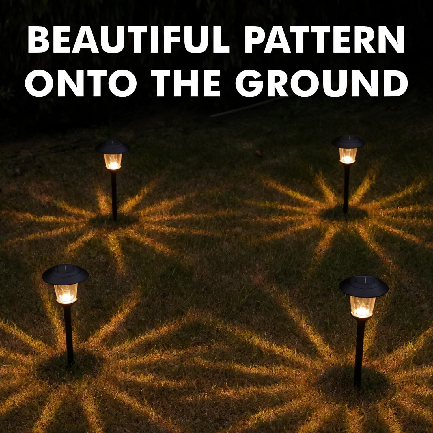 TEMU 2/4 Metal Solar Garden Lights, Waterproof Glass Lens Outdoor Pathway Lights, Led Landscape Decor For Lawn, Walkway & Patio
