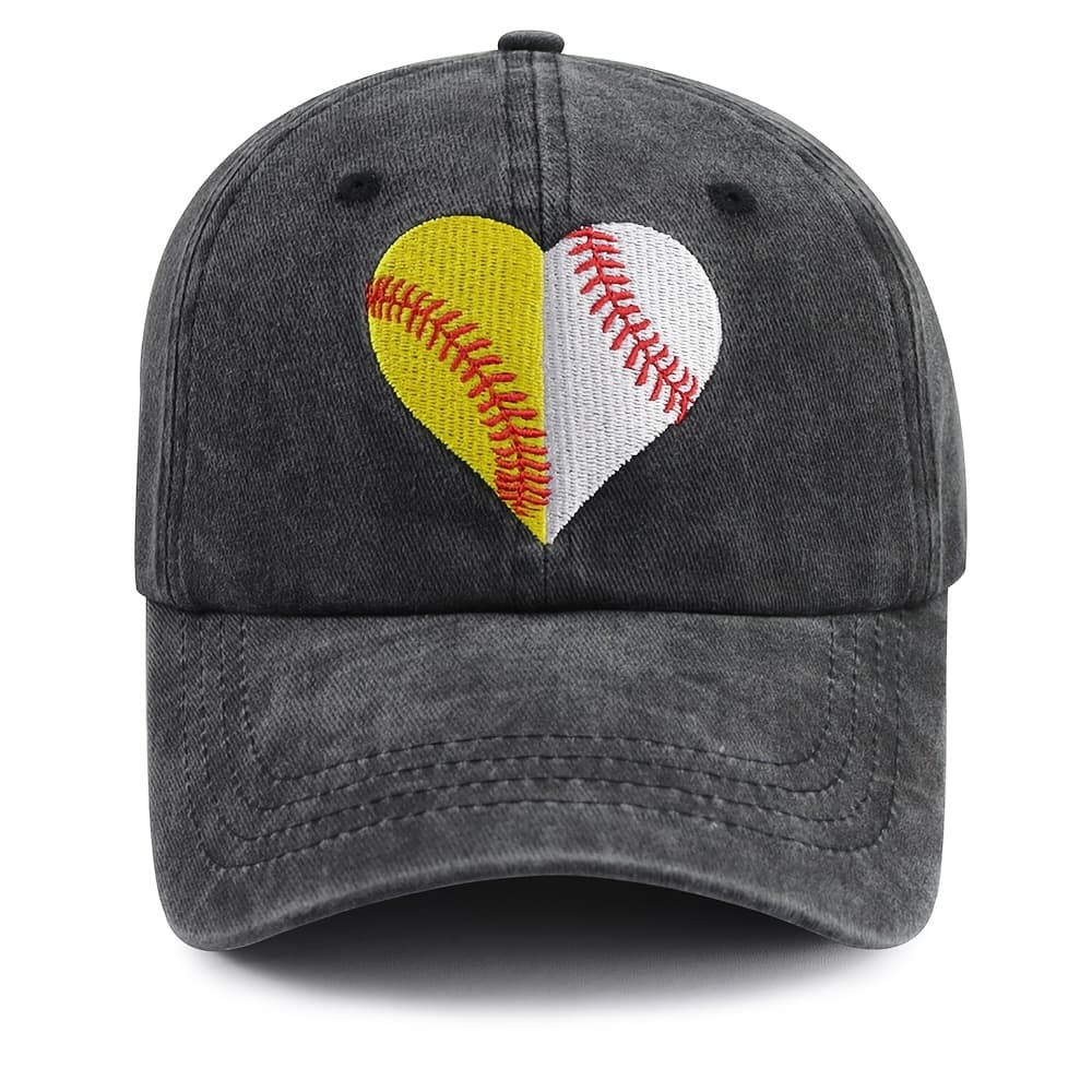 TEMU Women's Softball & Baseball - Adjustable Washed Hat Suitable For, Outdoor Activities, Casual Wear - Non-stretch Hat With Sporty & Print (machine Washable)