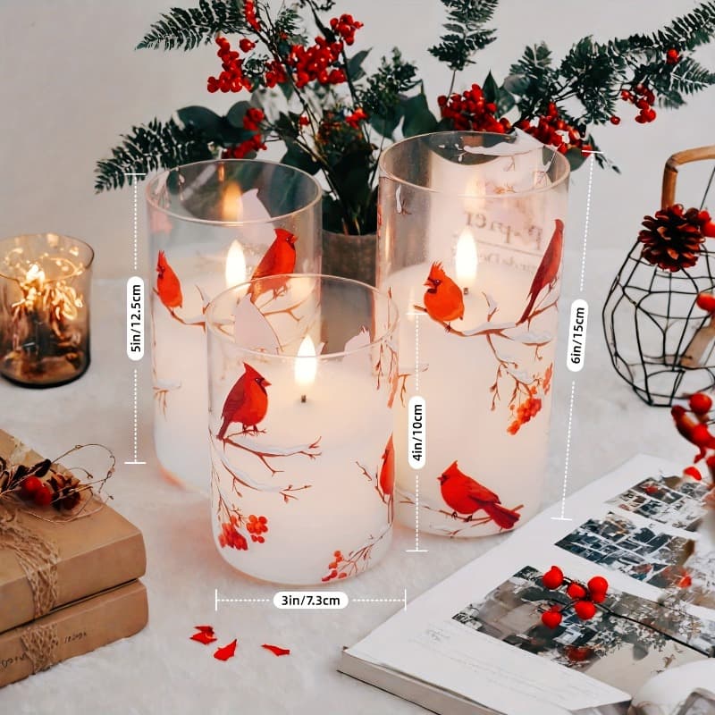 TEMU Realistic Flickering Flame Candle Set With - Red Bird Shaped Glass Flame, Single-wick Top, Plug-in Flameless For Decor (plastic Container & Wiring Included), For /pets, -accented For Halloween &