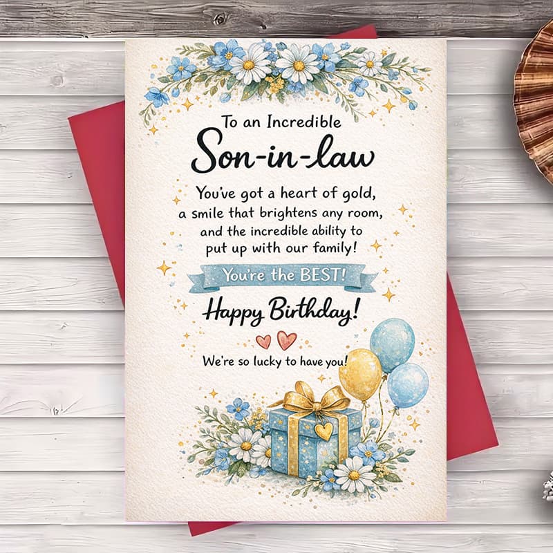 TEMU 2pcs (envelope & Card) Son-in-law Birthday/christmas/valentine' Greeting Card - Bilingual English/ Suitable For Family Celebrations & Appreciation Moments - For Son-in-law
