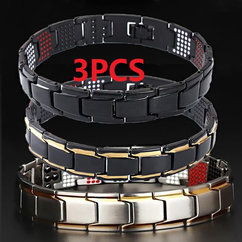 TEMU Set Of 3 Retro Men's Fashion Magnetic Bracelets For Couples Jewelry Additions