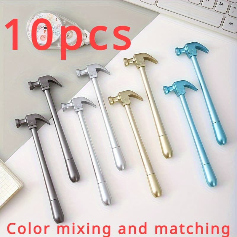 TEMU 10 Hammer Pens, Combination, Quick-drying Black Ink, 0.5mm Fine Tip- Creative Gift And Signature Set, Writing Pens