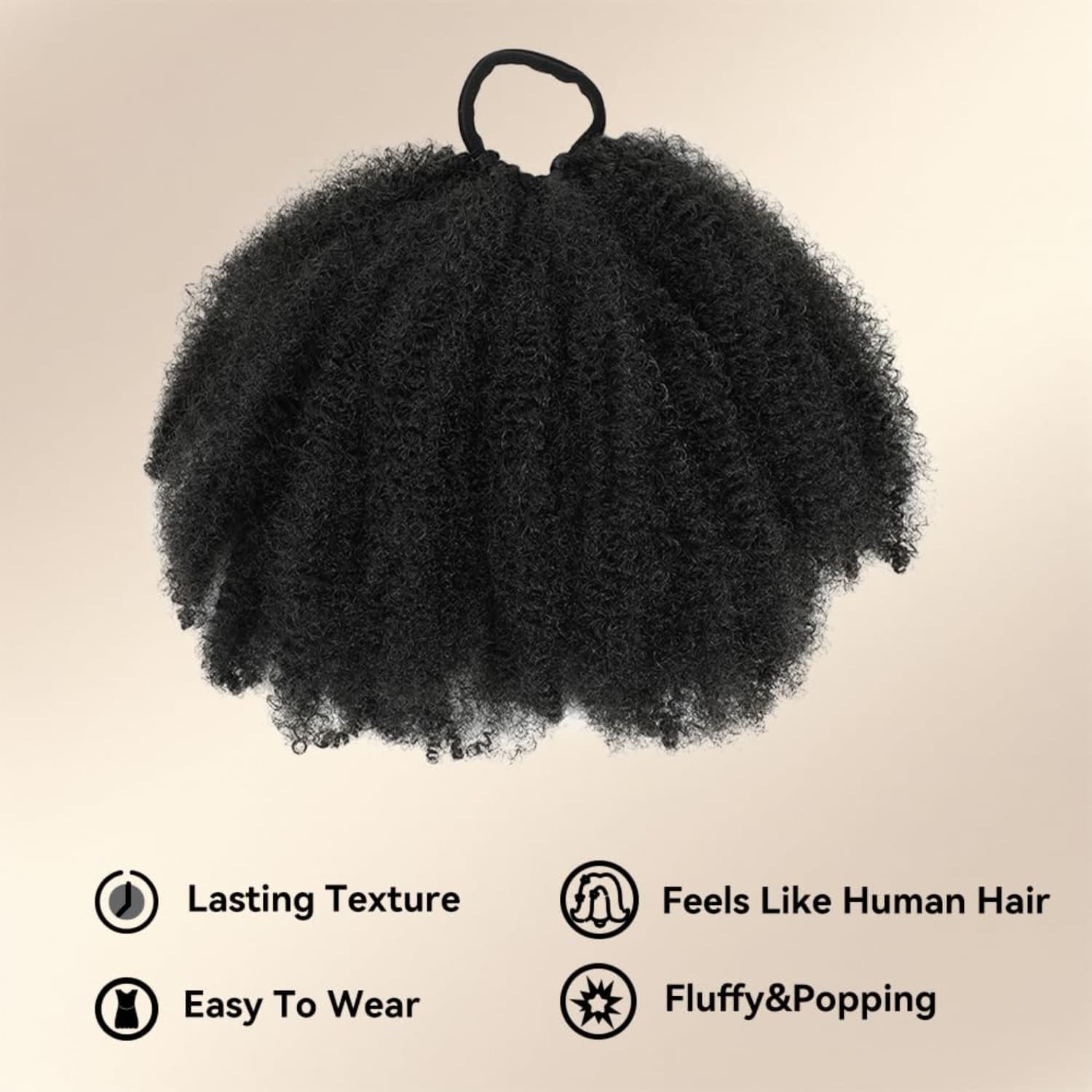TEMU Summer 1pack Afro Puff Bun Afro Natural Hairstyle For Synthetic Short Hair Extension Ponytail (natural Black, Afro-6inch)halloween Christmas