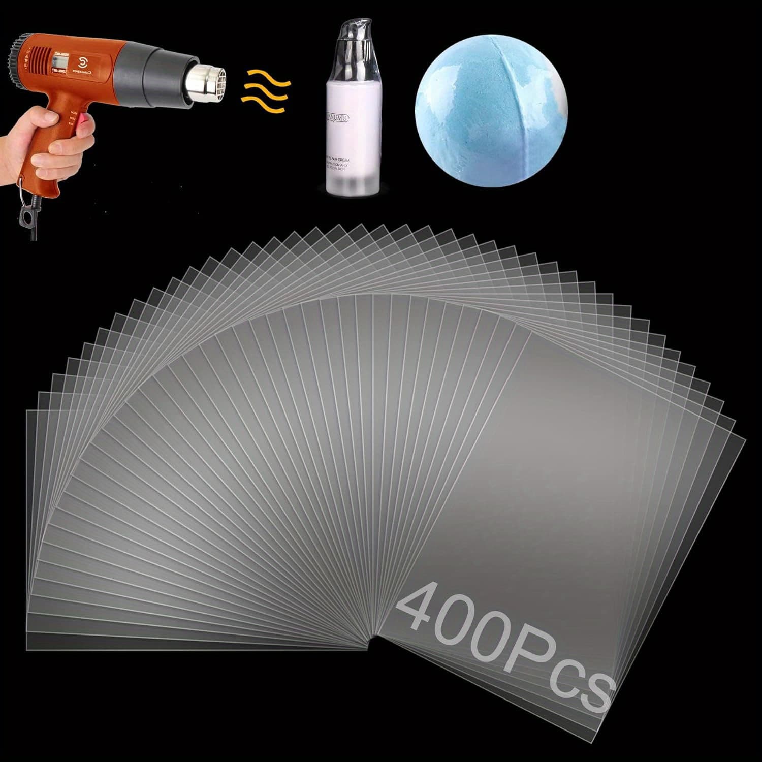 TEMU 400pcs Shrink Wrap Bags Clear Pvc Heat Seal Bags Film For Soap Sleeve Packaging, Bath , Shoes, Jars, Gift, Tumbler For Homemade Diy Projects