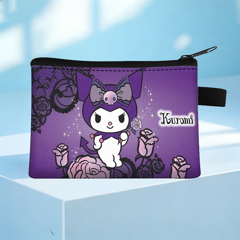 TEMU Trendy Kuromi Design Lightweight Zipper Coin Purse - Polyester Coin Purse/storage Bag, Perfect Gift For Holidays, Birthdays, Christmas, And Parties