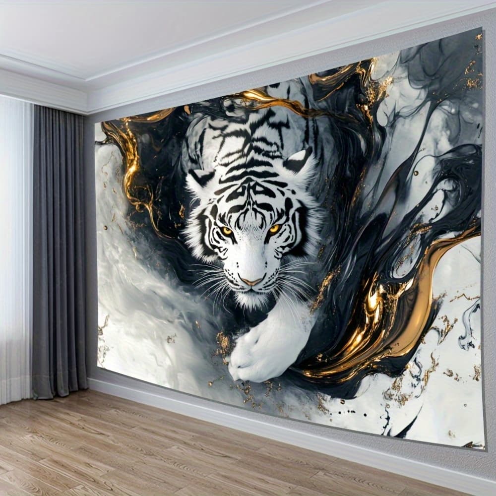 TEMU A Background Cloth Featuring A White Tiger And Complementing , Suitable For Indoor Decoration And Home Decor, A Atmosphere To The Office