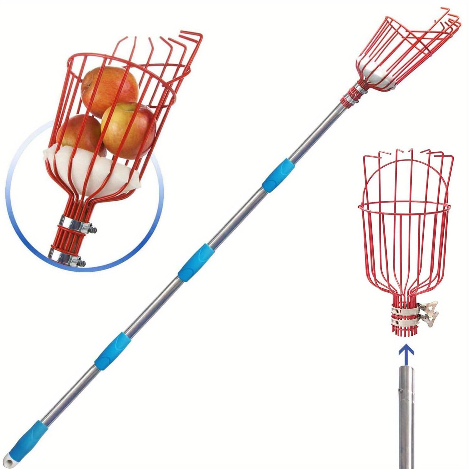 TEMU Yeyebest Fruit Picking Tool, Fruit Picking Pole With Basket Height Adjustable, Mango, Lemon, Orange, Picker, Fruit Catcher Tree Picker For Obtaining Fruit