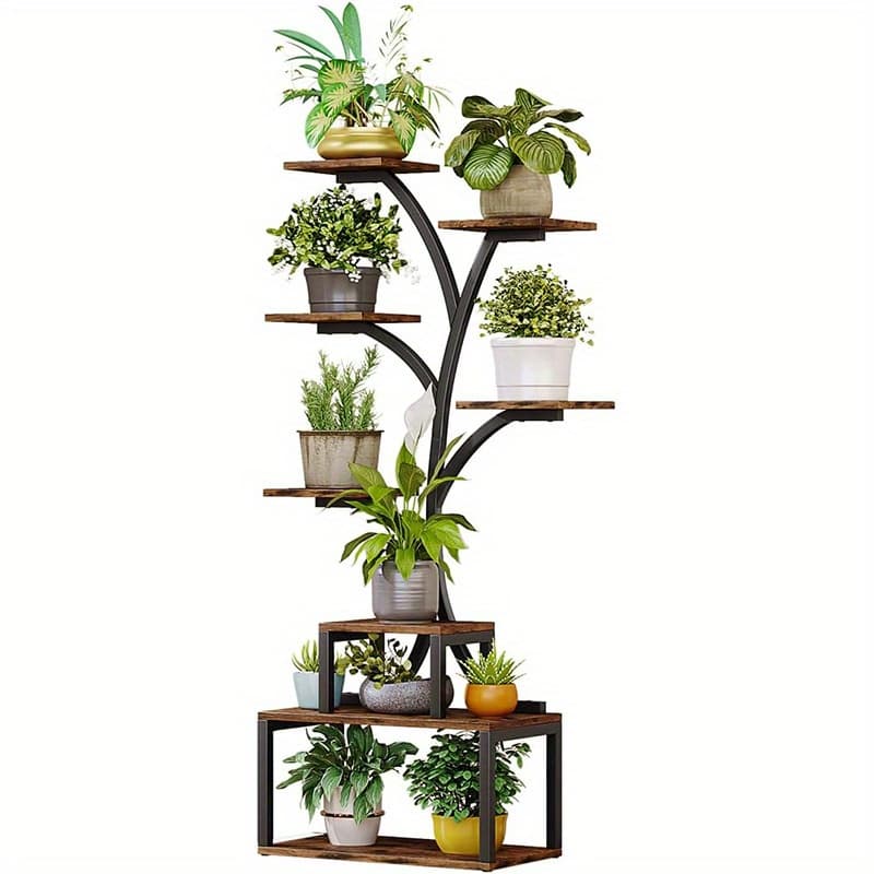 TEMU Plant Stand Indoor Plant Shelf- 56.5" Tall Plant Shelf Indoor, Corner Plant Stands For Indoor Plants, 8 Tiered Flower Spike-shaped Rack For Living Room, Patio, Balcony Decor