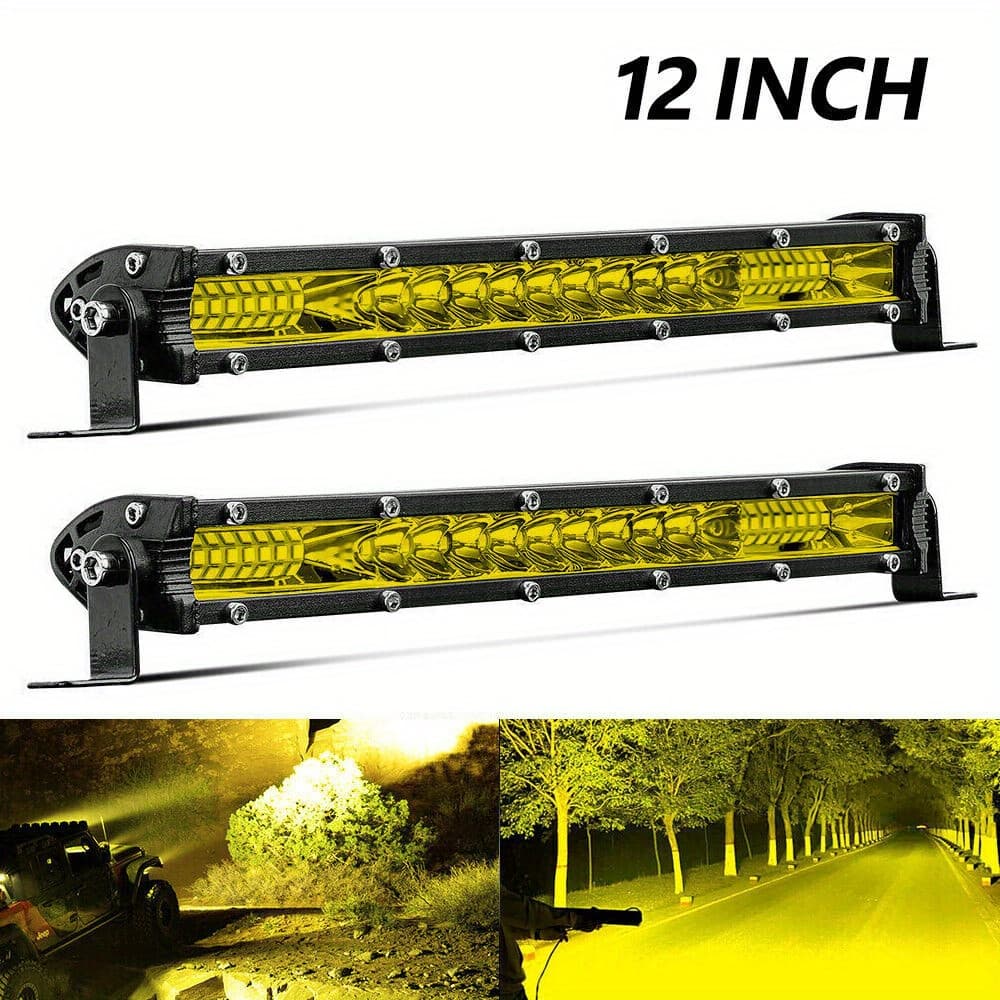 TEMU 2pcs 12-inch Led Light Bar Yellow Combination Beam Driving Lamp Off-road Light Strip