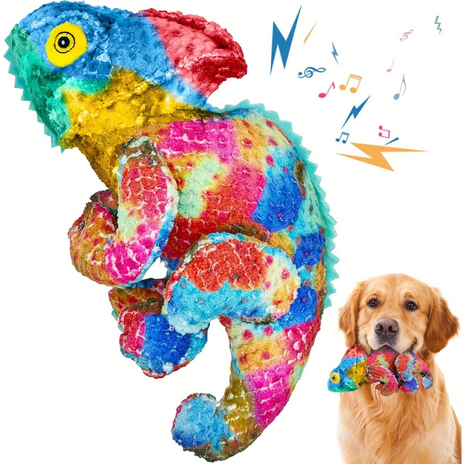 TEMU Adorable Chameleon Stuffed Dog Toys - Chew Toys Featuring Crinkly Paper - Ideal For Dogs Of All Sizes, Battery-free