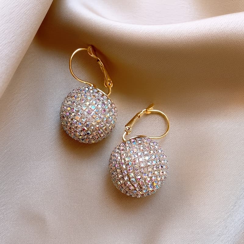 TEMU A Pair Of Light Luxury High-end Elegant Semi-circular Ball Earrings