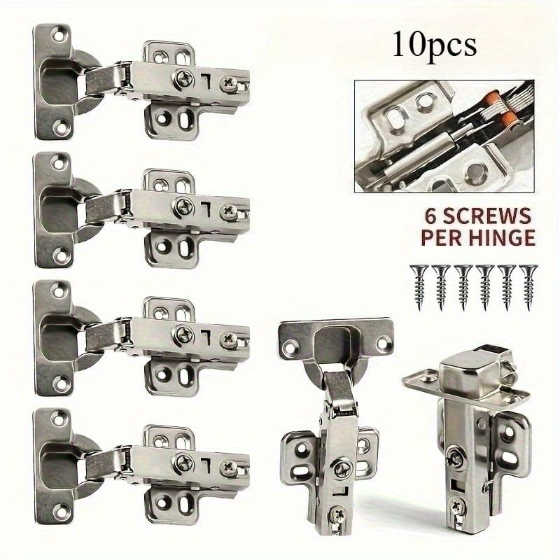 TEMU [soft Close Cabinet Hinges]10/20pcs Soft Close Matte Brushed Metal Cabinet Hinges - Surface Mount Hinges For Wardrobe & Kitchen Cabinetry