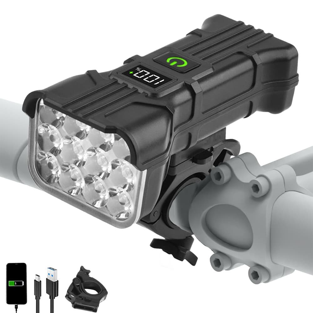 TEMU Bike Lights For Night Riding 12 Led Bike Headlight Bicycle Light Taillight 5 Usb Rechargeable
