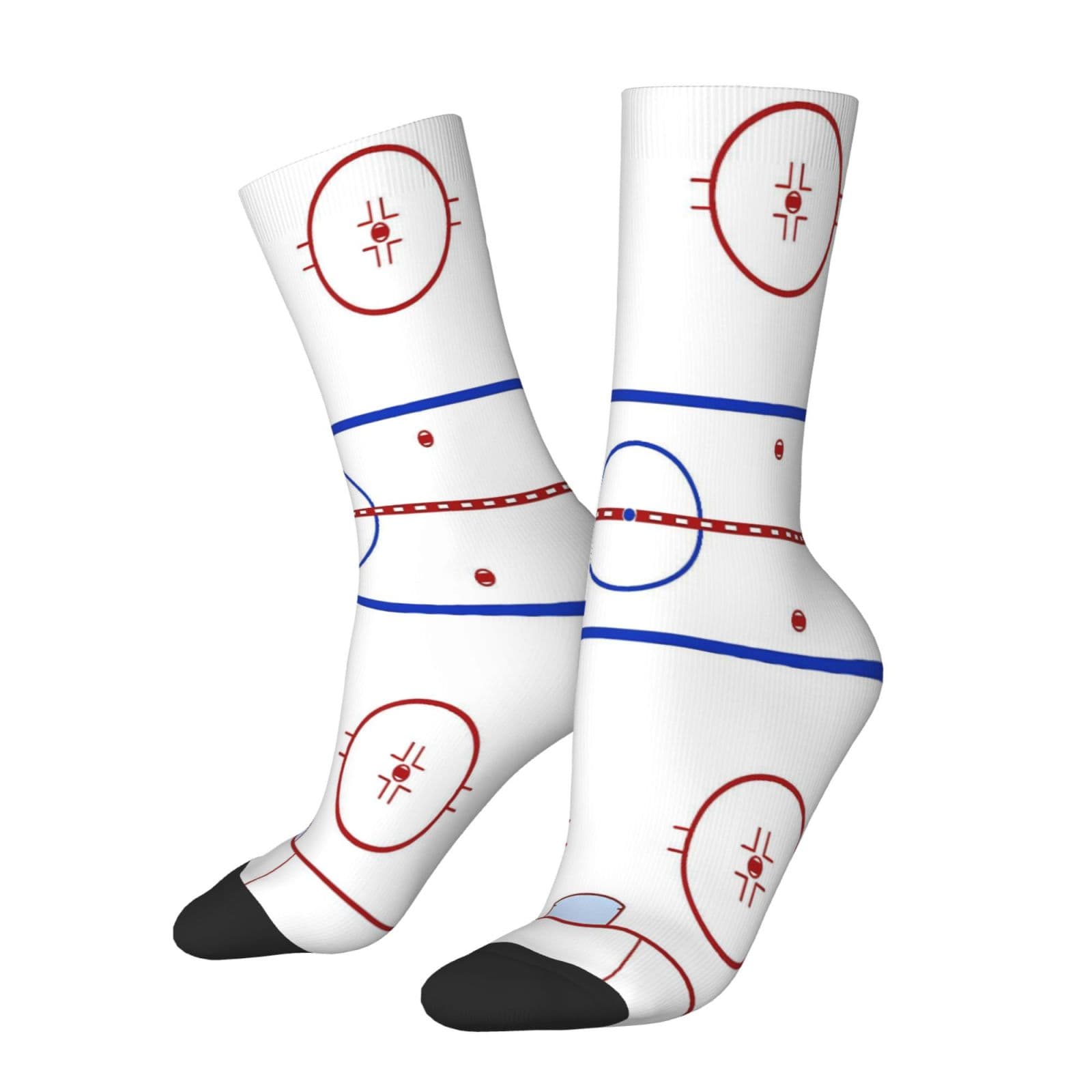 TEMU 1 Pair Unisex Outdoor Socks, Ice Hockey Theme Mid-calf Socks, Machine Washable, Suitable For , Comfortable And Breathable, Fashionable, Casual Wear