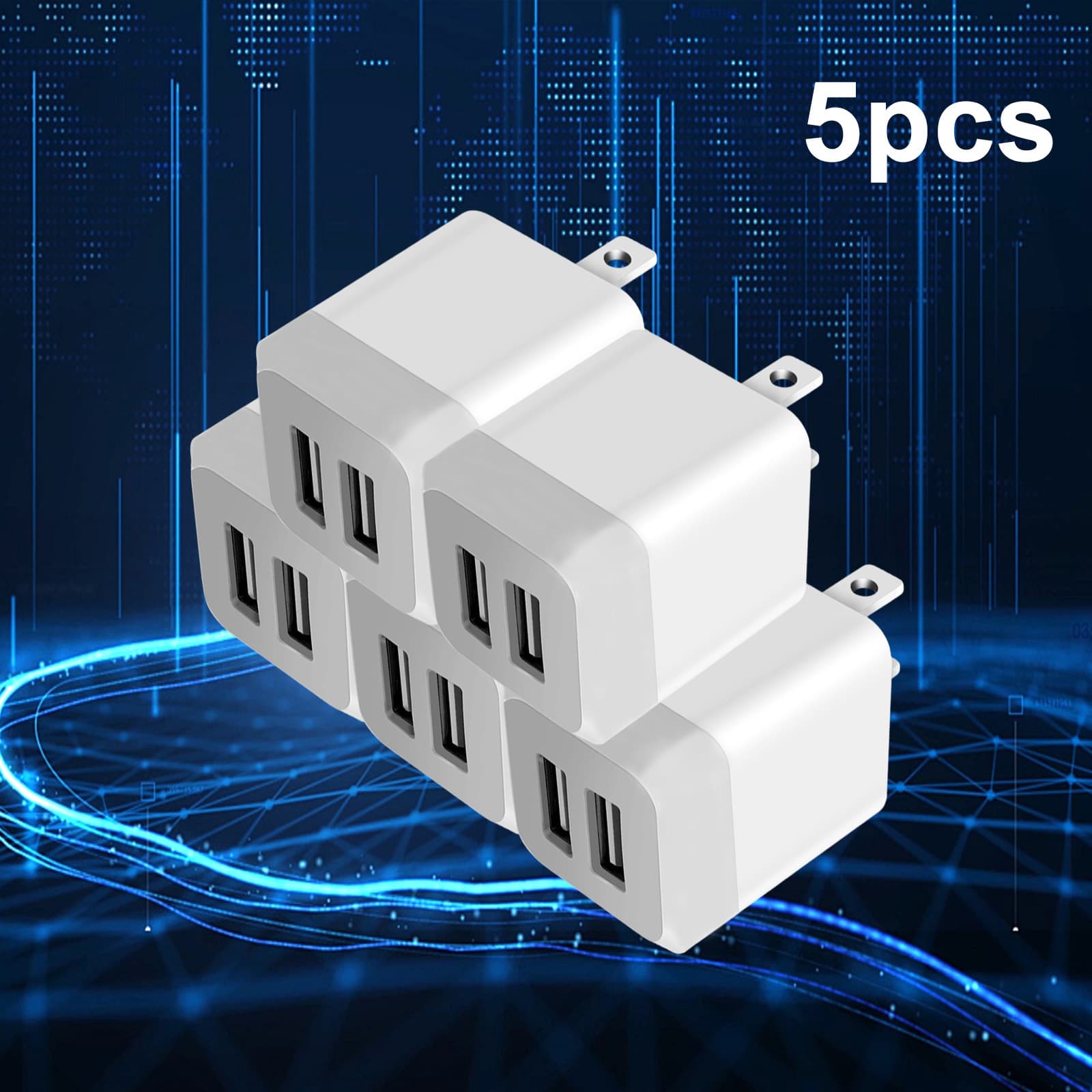 TEMU Usb Wall Charger, Dual Port Quick Charger Plug Cube For Iphone 15 14 13 12 11 Pro Max 10 Se X 8 7 Plus Fast Charging Box Brick