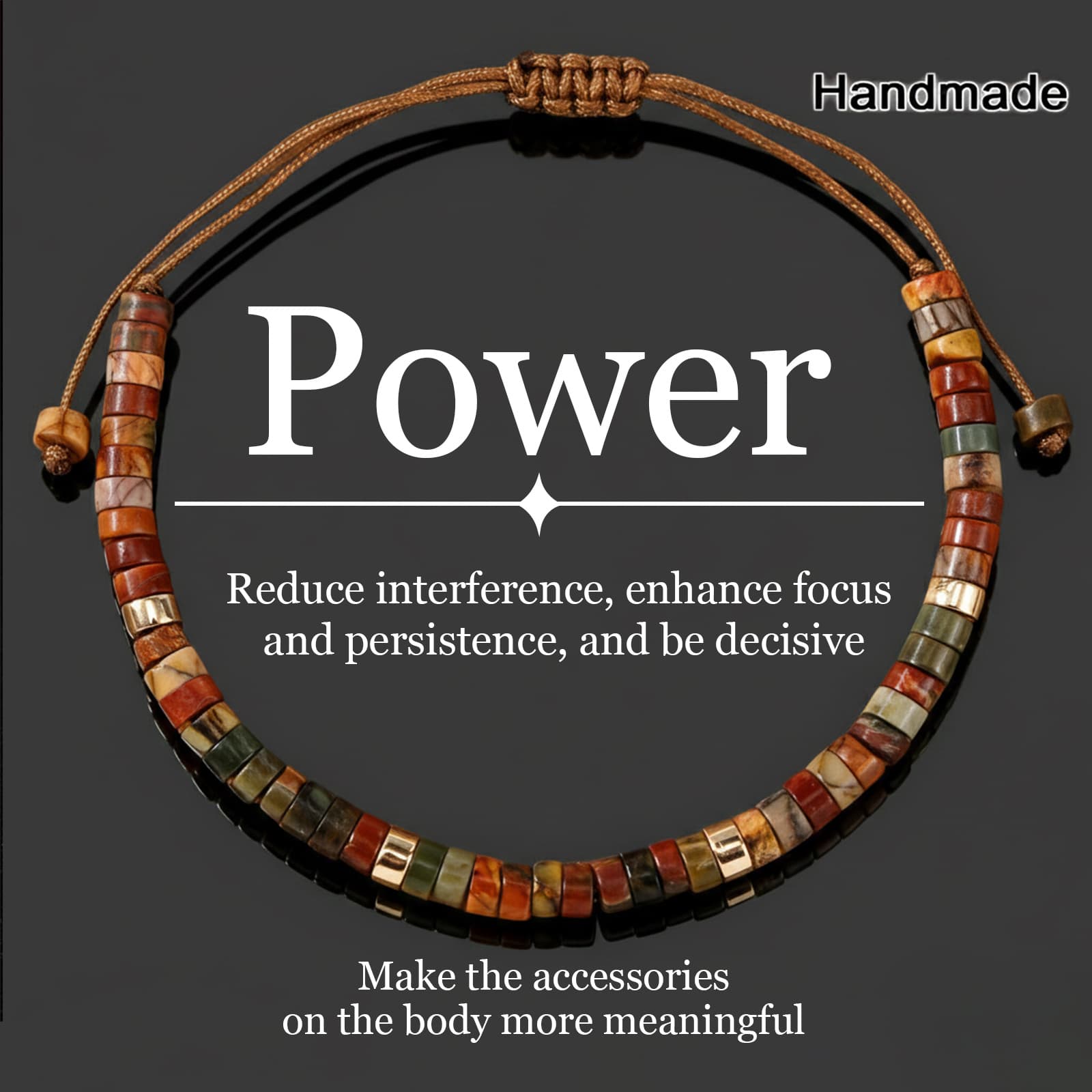 TEMU This Stone Bracelet For Women Features A Bohemian Vintage , Symbolizing Reduced , Focus And , And Decision-making. Suitable For Everyday Wear, Parties, And
