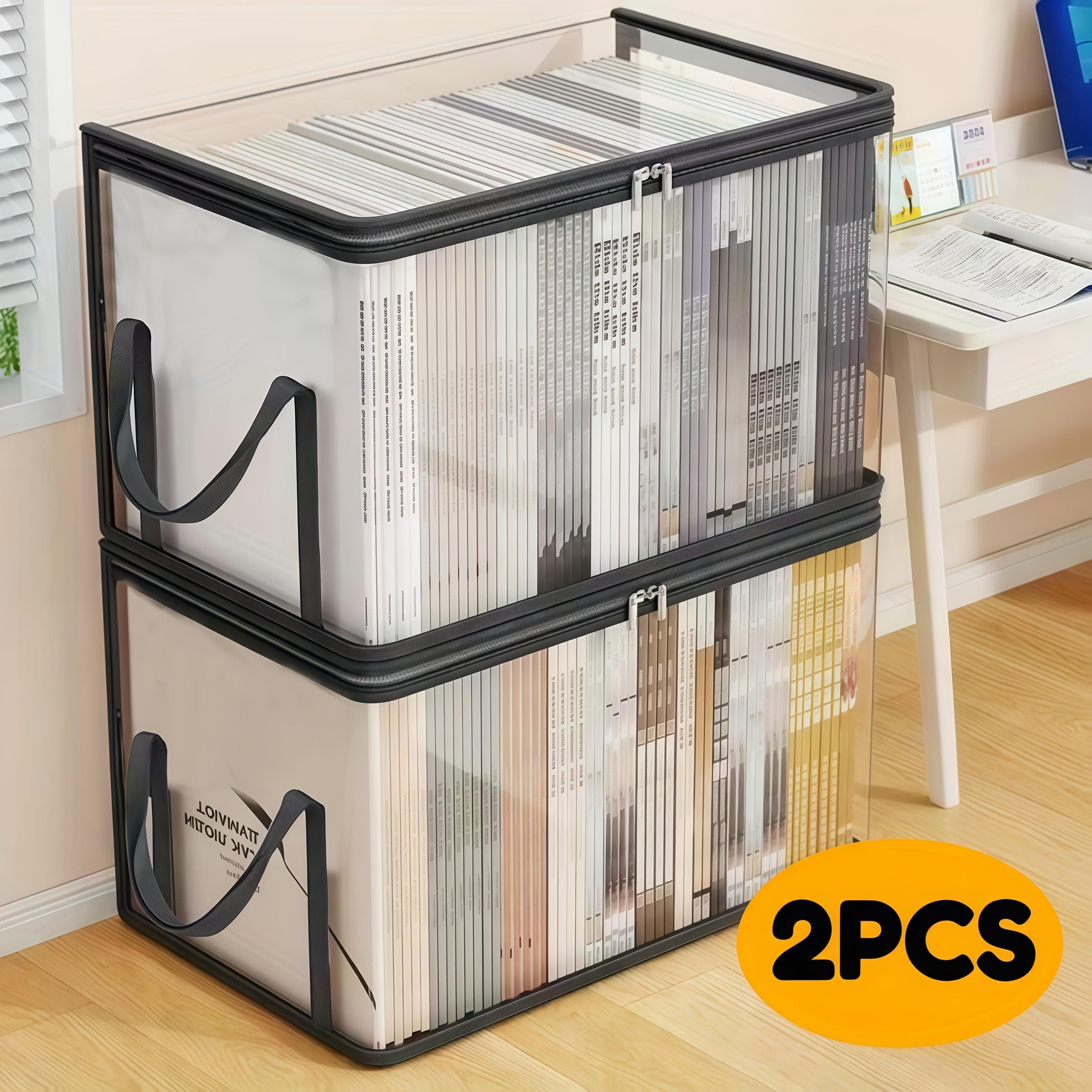 TEMU 2 Transparent Storage And Organization Bags, Reusable Transparent Pvc Travel Waterproof Zipper Bags, Used For Organizing Storage Containers (2 Large Size)