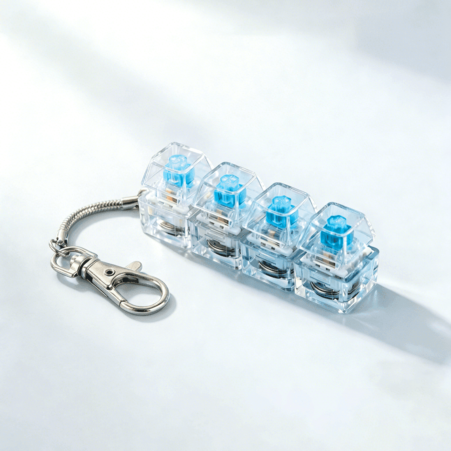 TEMU Install Fingertip Keyboard Pendant | Finger Keyboard Fingertip Toy, Keycap Fingertip Toy Pendant, Stress, Handmade, Party Supplies, Transparent Blue Keyboard