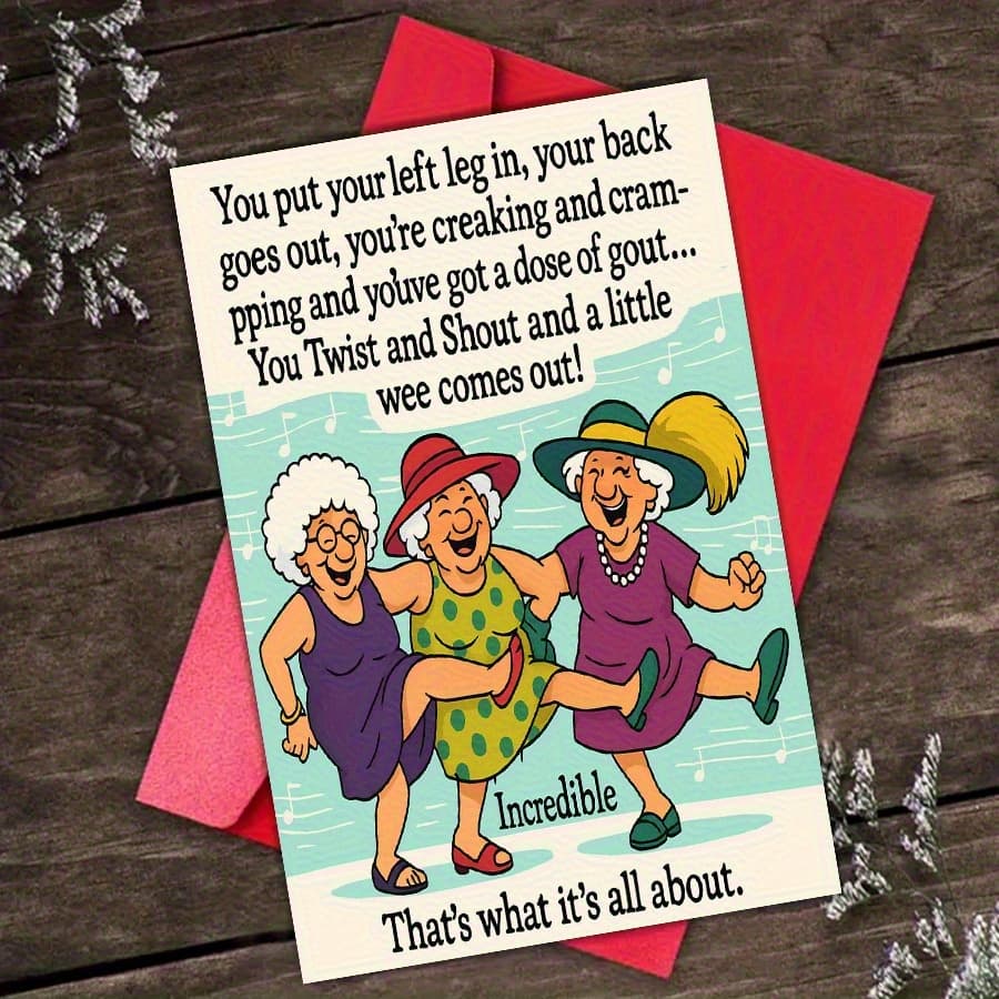 TEMU 6pcs(3set+3 Envelope) Funny Senior Lady Birthday Card With Envelope- "you Put Your Left , Back Will , You Kicked It, Got Arthritis" Funny Aging Greeting Card