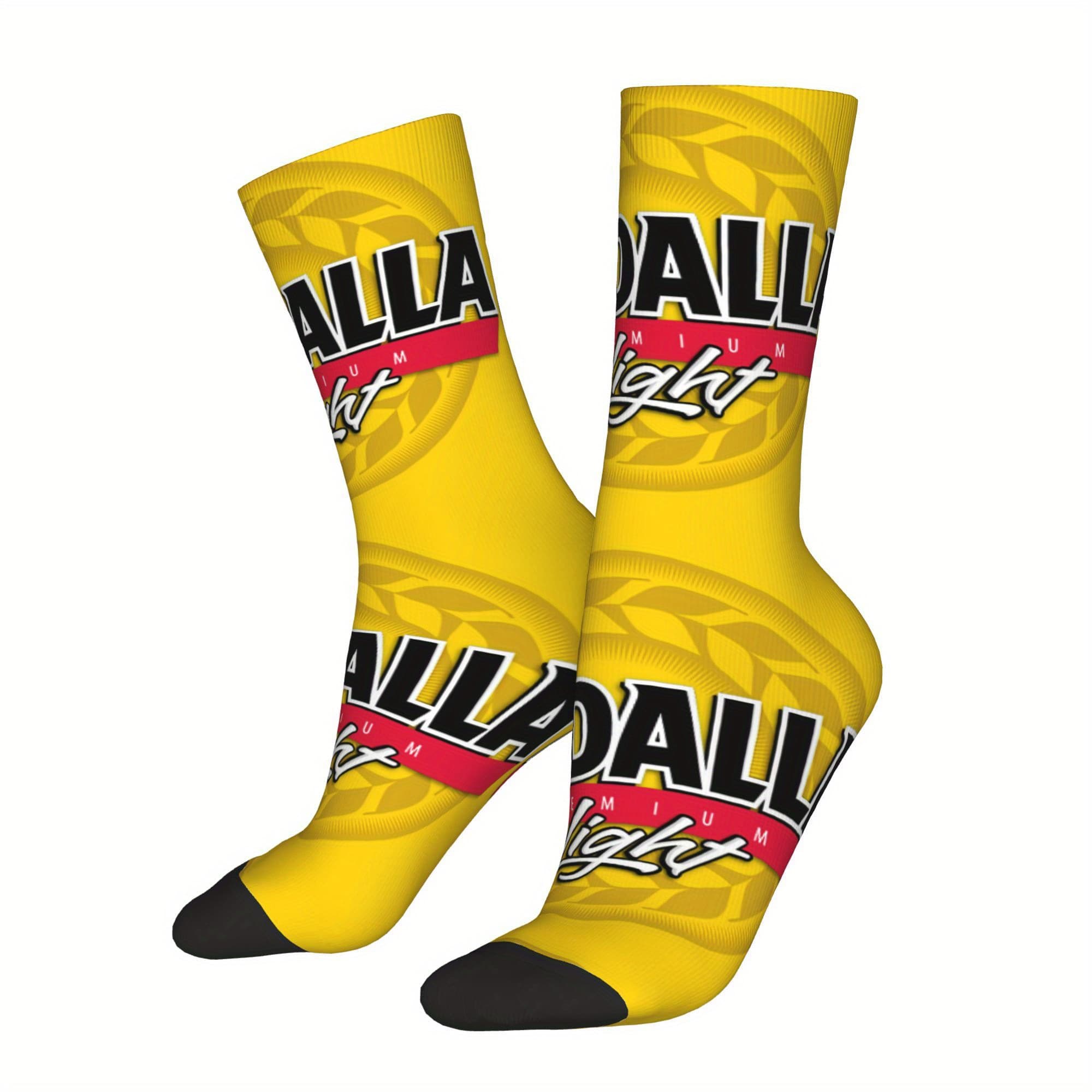 TEMU 1pair Beer Drinking Men's Socks Novelty Crew Sock Pattern Printed