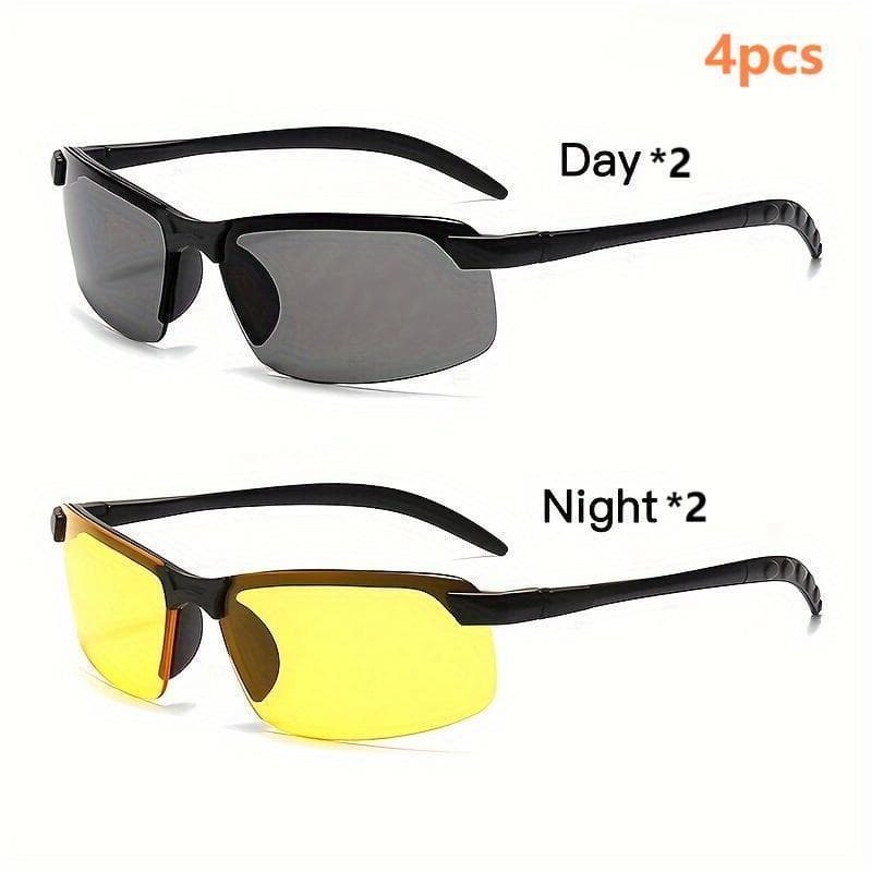 TEMU 4 Pairs Of Night Driving Glasses- Half , Ensures At Night, Accompanied By A Glasses