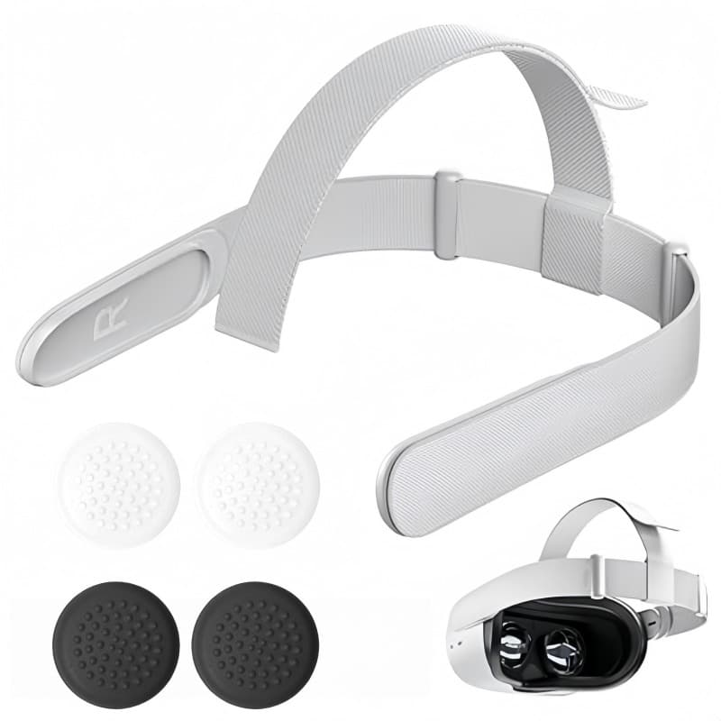TEMU For Oculus/ 2 Vr System - Adjustable Head Strap Replacement & Controller Joystick Hat Set - Vr Headset Accessory With Comfortable Strap System, Vr Controllers For Gaming & Vr Applications