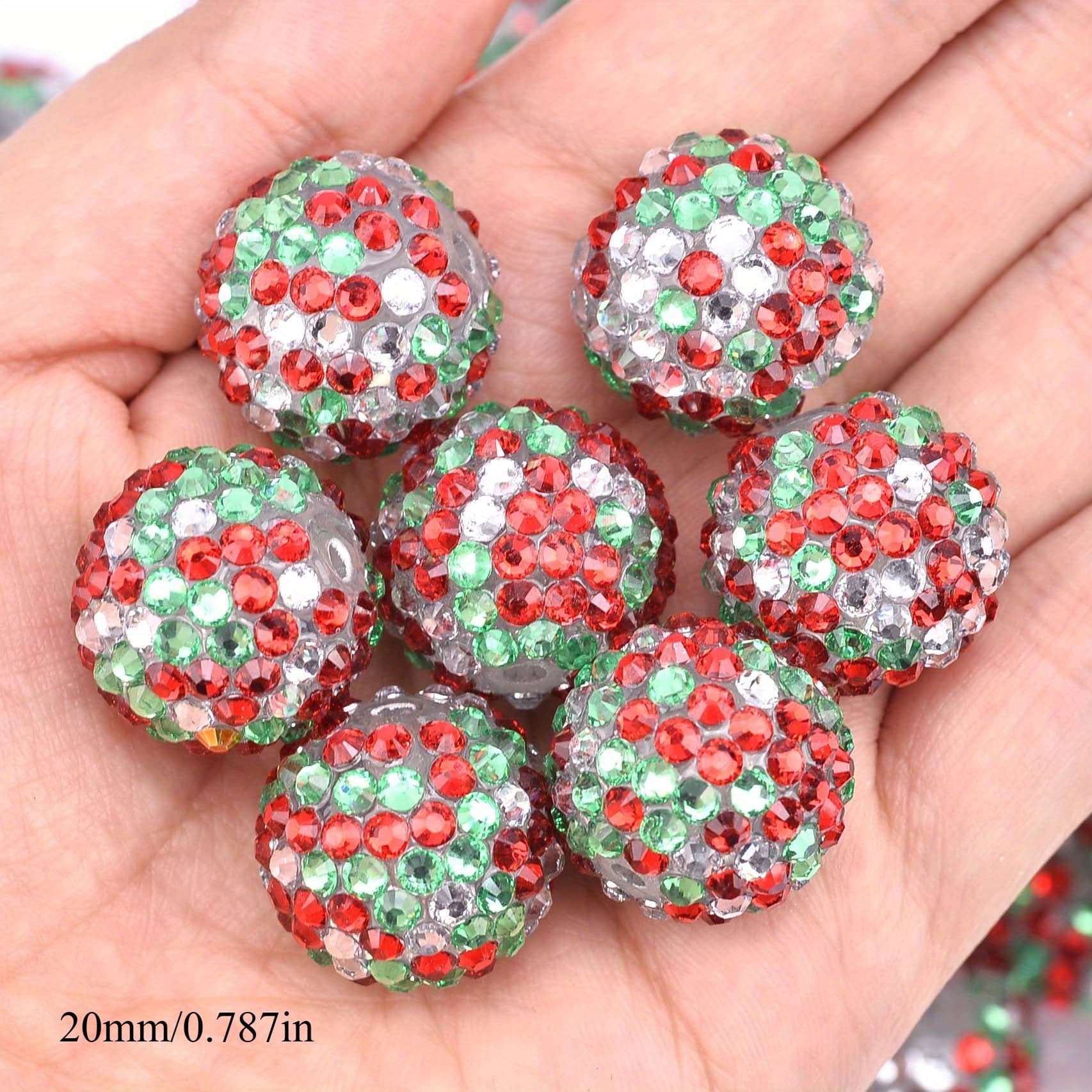 TEMU 20pcs 20mm Sparkling Disco Ball Beads - Pastel Multicolor Bubblegum Beads For Making, Bracelets, Necklaces & Holiday Crafts (halloween, Thanksgiving, Christmas), Spacer Beads For Jewelry Making