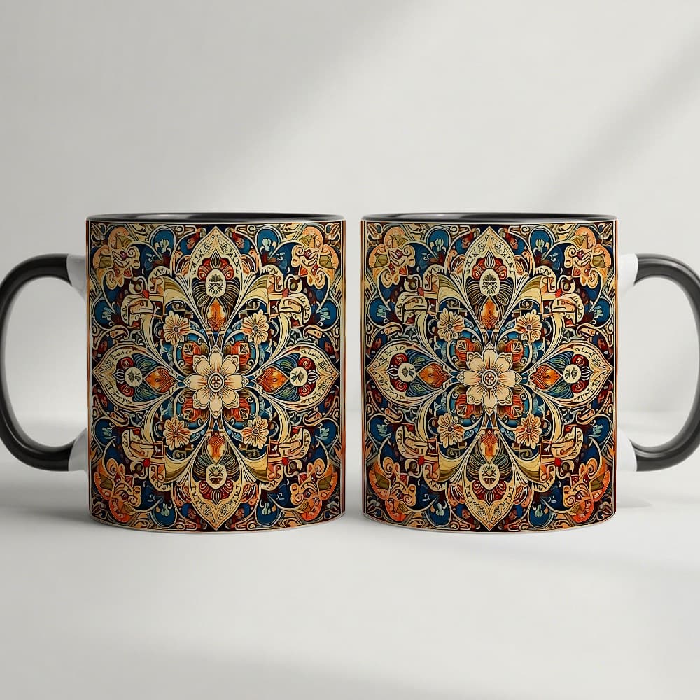 TEMU 1pc, Beautifully Designed Mandala Pattern Coffee Mug, Artistic Bohemian Style Coffee Cup, Great For Home Office Use, An Ideal Gift For On Birthdays, , And Festivals