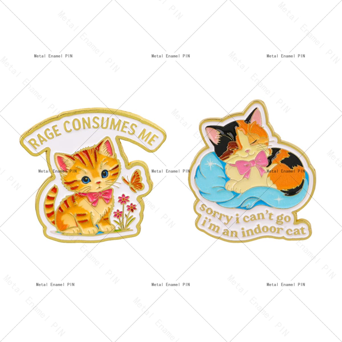 TEMU 2pcs Vintage Cat Enamel Pins - Humorous Quote Lapel Pins For Cat Lovers, Backpacks & Jackets