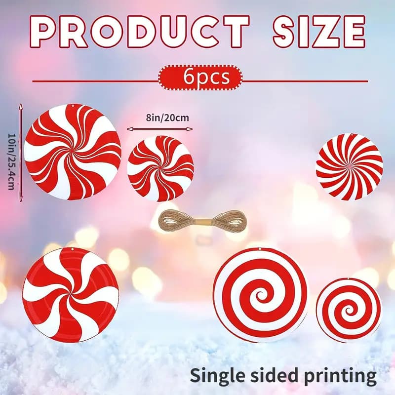 TEMU 6pcs Giant Candyland Christmas Ornaments - Durable, Waterproof, And - Outdoor Decorations With Design For A Festive Porch, Tree, Yard, And Lawn Ambiance - Perfect For Decor, 20cm-25.4cm