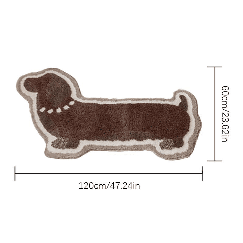TEMU Cozy Brown Dachshund Plush Area Mat - Soft, Fluffy, And Machine Washable Cartoon Dog Bedroom Mat For Living Room Or Bedroom Decor, Rugs For Bedroom