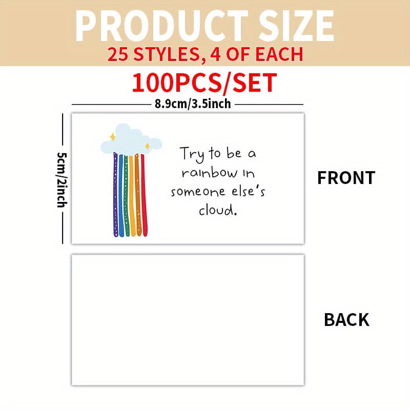 TEMU 100pcs Mini Inspirational Quote Cards For , Family & Employee Appreciation - Gratitude & Affirmations