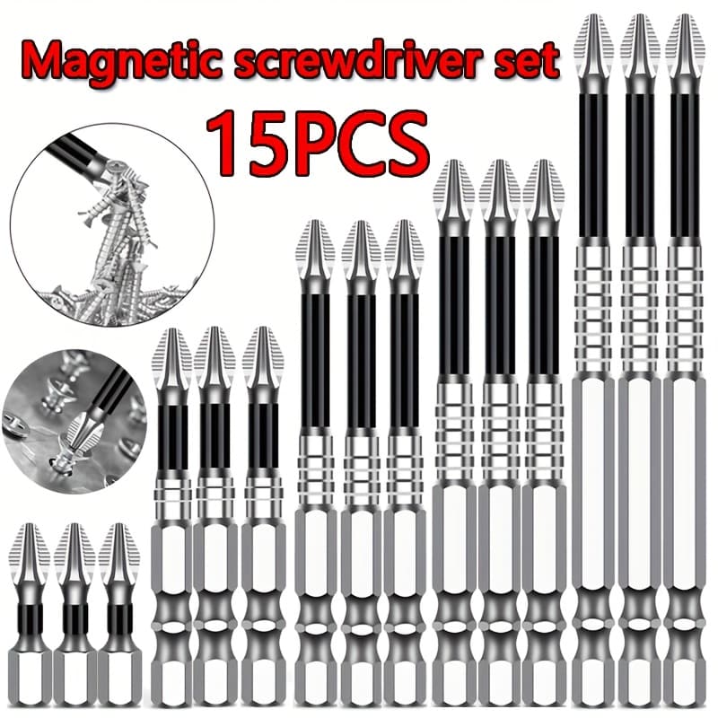 TEMU 15pcs Anti-slip, Shock-resistant Screwdriver Bit Set, High Magnetic Suitable For Electric Screwdrivers — No , Suitable For Home Renovation, Screwdriver Set | Hex | Compatible With Metal