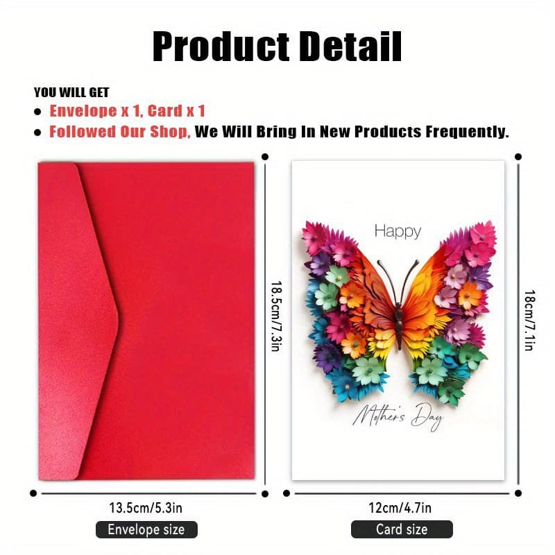 TEMU 1pc Of A 2d Flat Humorous Card With Floral Wings, Perfect For . A Unique Gift For Any Occasion, Including Birthdays, To Gratitude From A Son Or Daughter