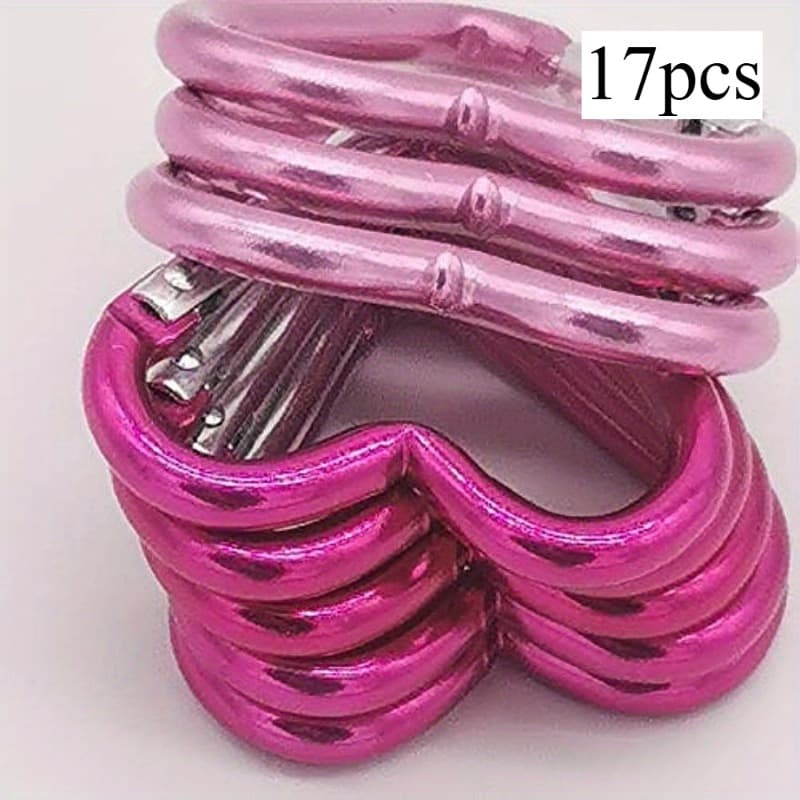TEMU 17pcs Heart-shaped Aluminum Alloy Keychain, Key Ring, Clothing , Outdoor Multifunctional Backpack Accessory, Colors Random