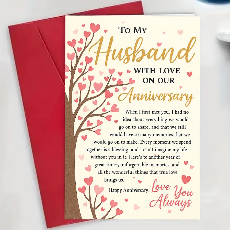 TEMU 1pcanniversary Card For Husband Message Gift For Him Keepsake For Wedding Anniversary Celebrationenvelope-style Card.