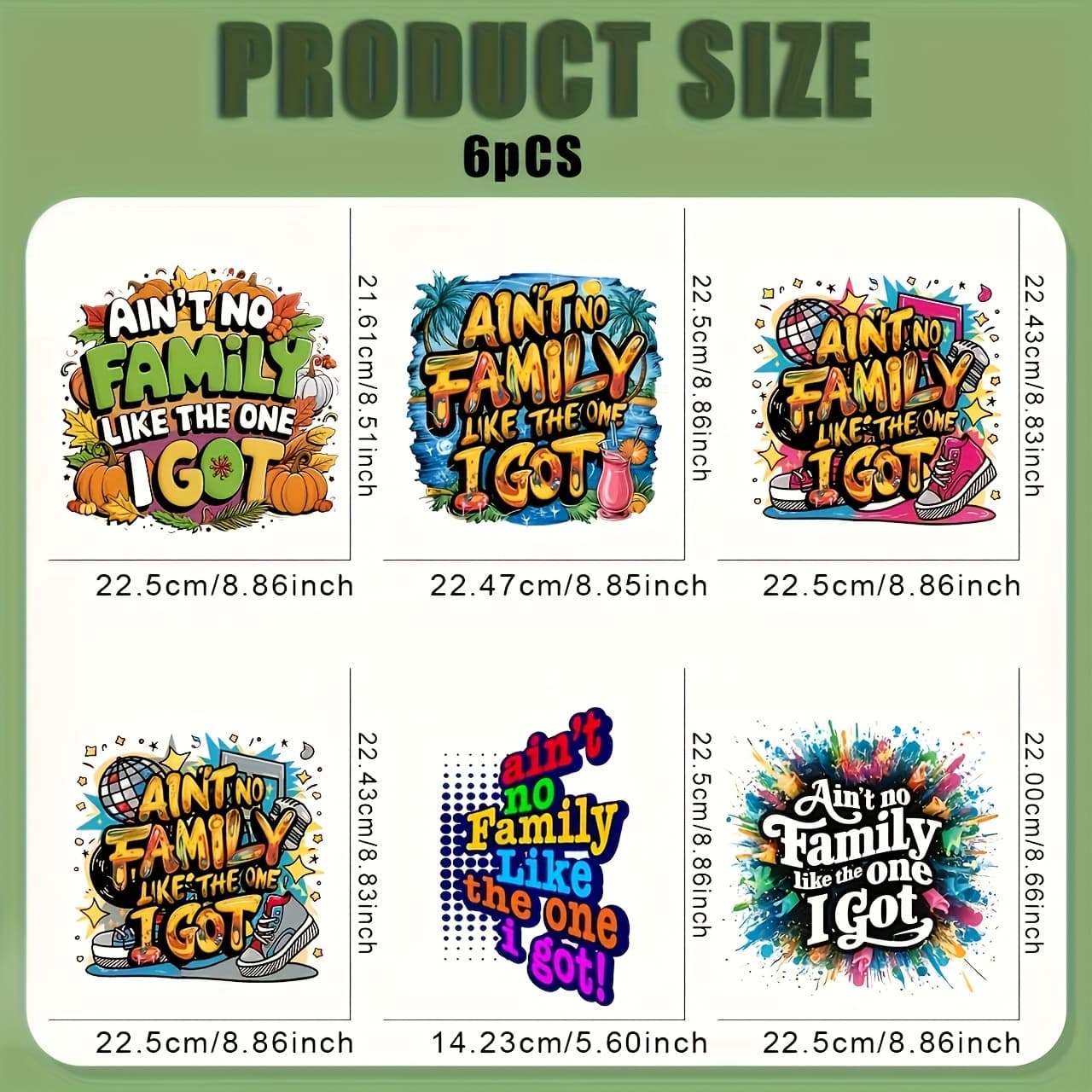 TEMU Set Of 6 Iron-on Transfers Featuring The "ain't Like The " - Washable Heat Transfer Stickers With Bright Designs For Tropical Themes, Halloween, Sports