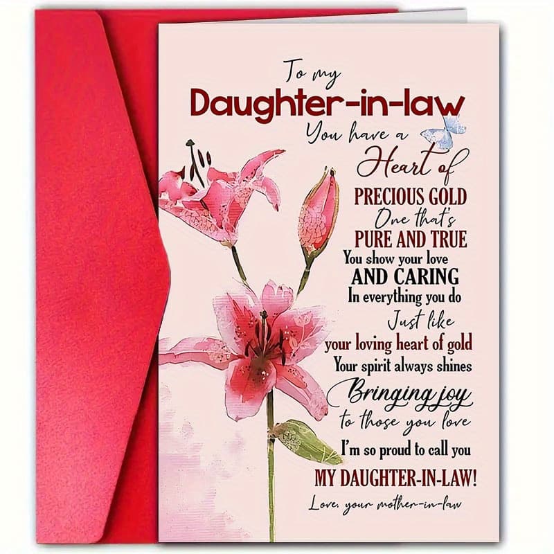 TEMU 4 Pieces ( 2 Envelopes+2 Greeting Cards) Son-in-law Birthday Cards, With Envelopes -4. 72 Inches X 7. 09 Inches Paper Birthday Cards, For Holidays, Christmas, New Year - Floral And , With The