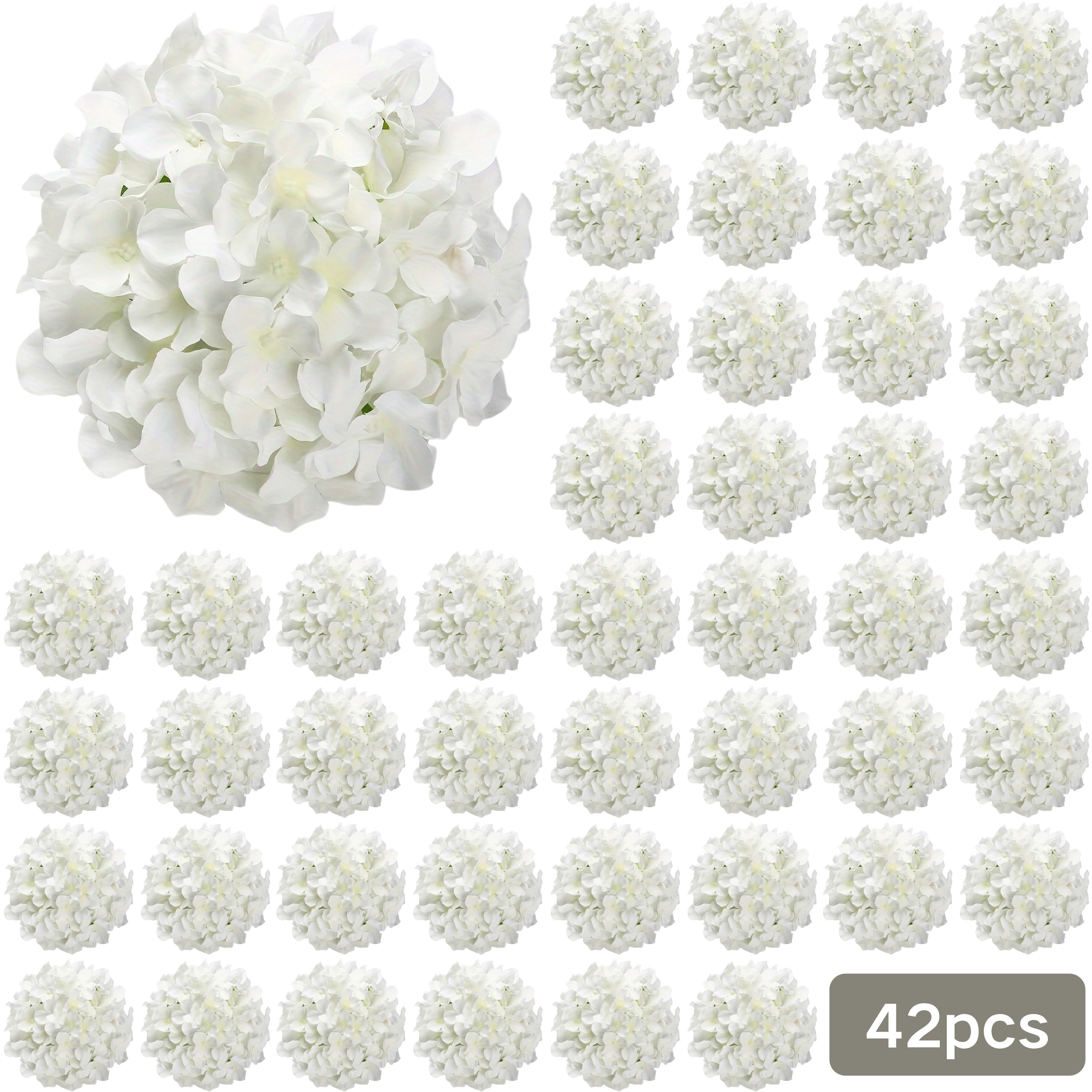 TEMU 42pcs White Artificial Hydrangea Fake Flowers Decor Gift Faux Flowers Wedding Valentine's Day Shopping Mall Decoration Suitable For Suitable For Christmas Halloween Thanksgiving Scene Decor
