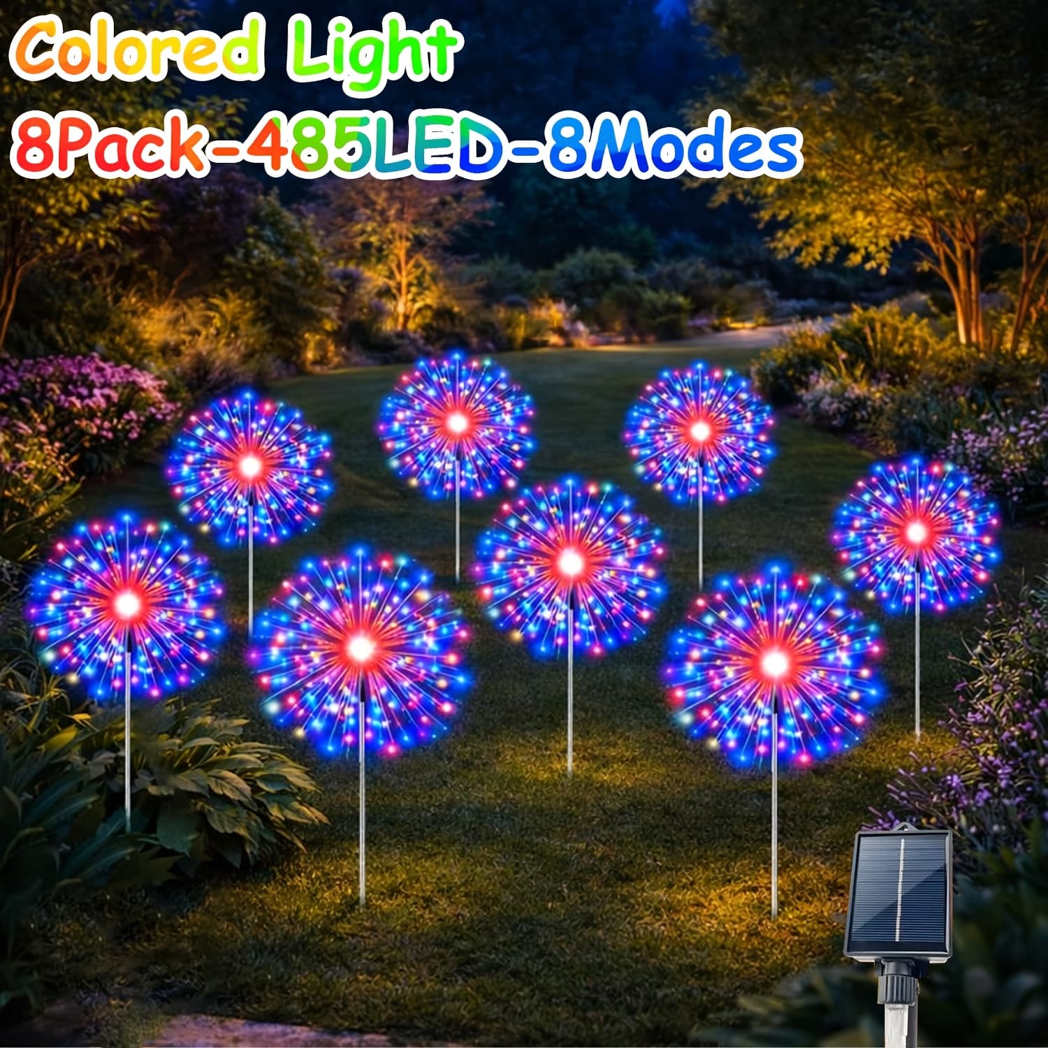 TEMU 8pack-480led 4pack-320/240led Solar Firework Lights, Solar Garden Lights, 8-mode Courtyard Lights, Ip65 Flashing Mini Lights Ideal For Garden , Lawns, Pools, Patios, And Christmas Decorations