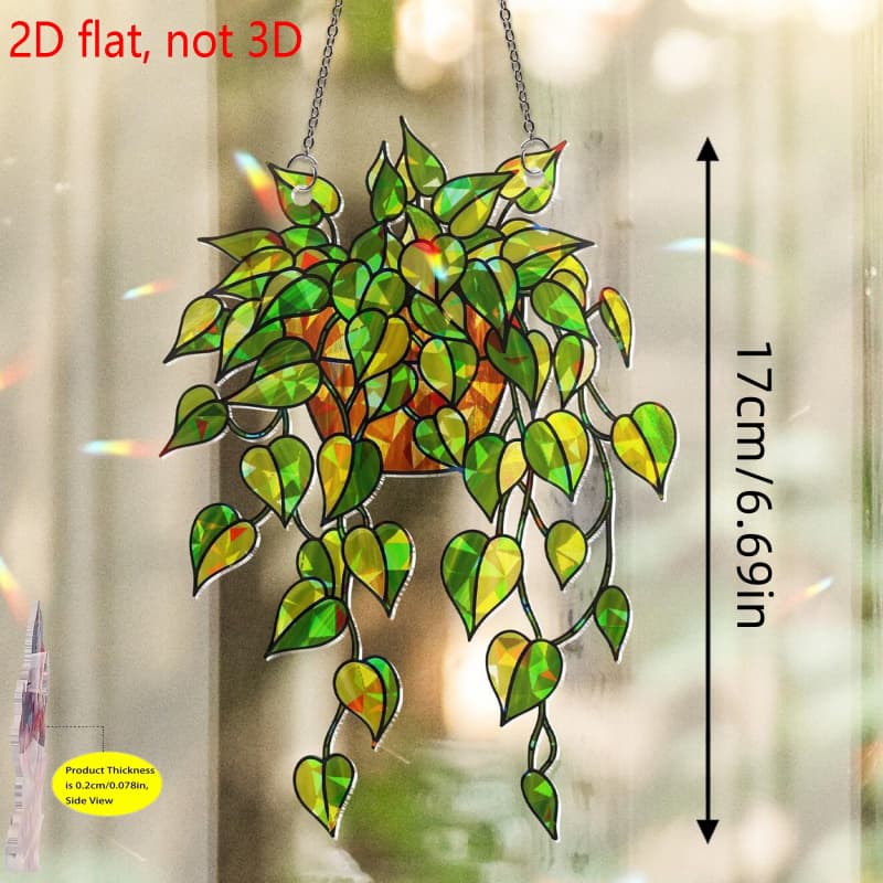 TEMU 2d Flat, Spring , Green Pothos Plant, Acrylic Hanging Plant Decor, Greenhouse Window Art, Sun Catcher Gift For Plant Lovers, For Mom, Decorative Hanging Piece, Sun Art, Piece, Window Decor