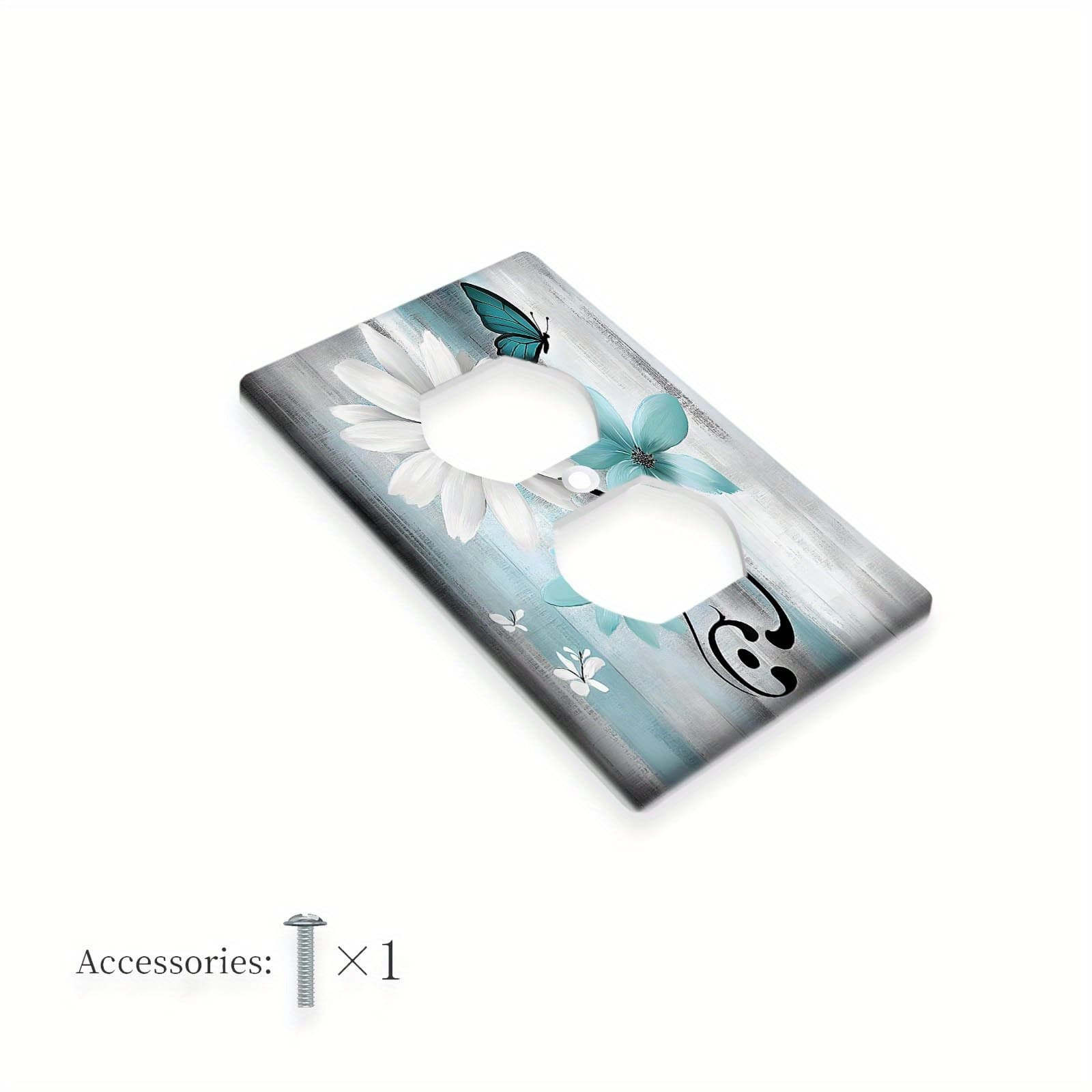 TEMU 1pc 1gang/2gang Farm Teal Daisy With Butterflies Wall Plate Graphics For Light Switches And Socket Outlets, Decorative Covers For Home Decor